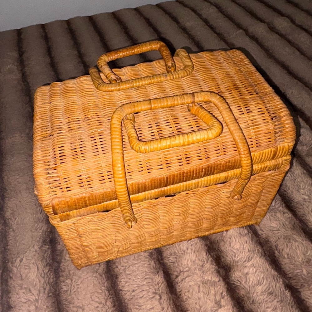 Woven Rattan Picnic Basket